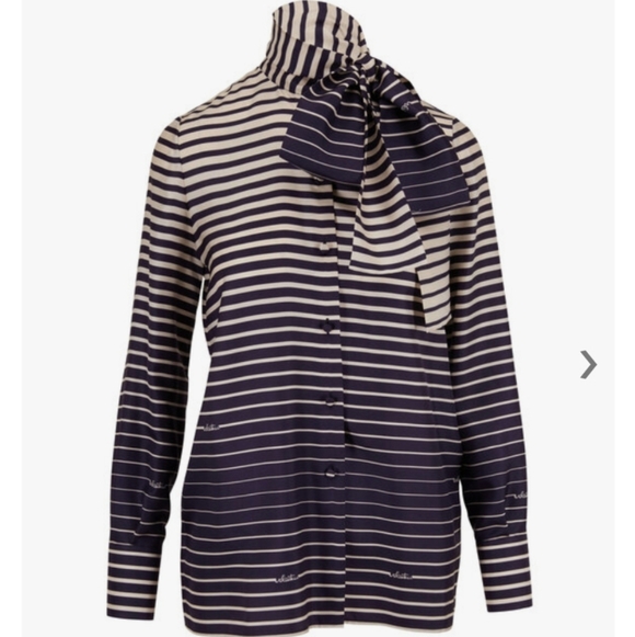 Valentino Tops - VALENTINO striped tie-neck blouse - size 12